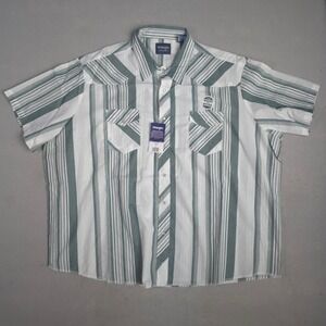 New Wrangler Western Shirts Mens 4X Big Short Sleeve Snap Front Green Stripe